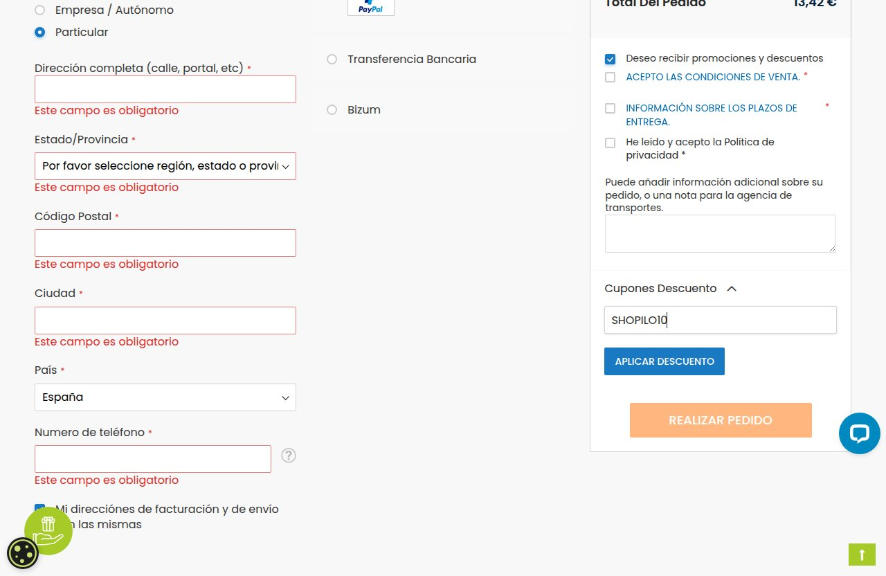 Dónde introducir el código de descuento en el sitio web de Electropolis