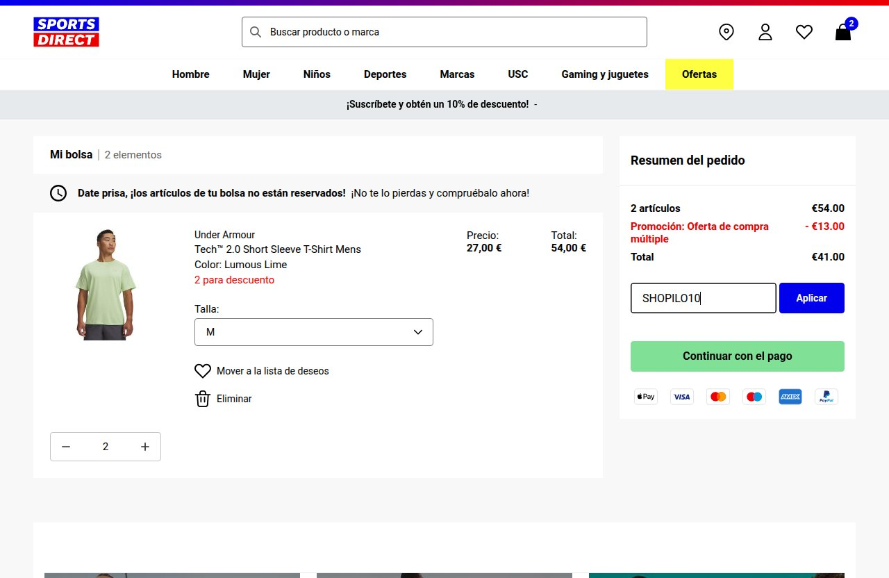 Dónde introducir el código de descuento en el sitio web de Sports Direct